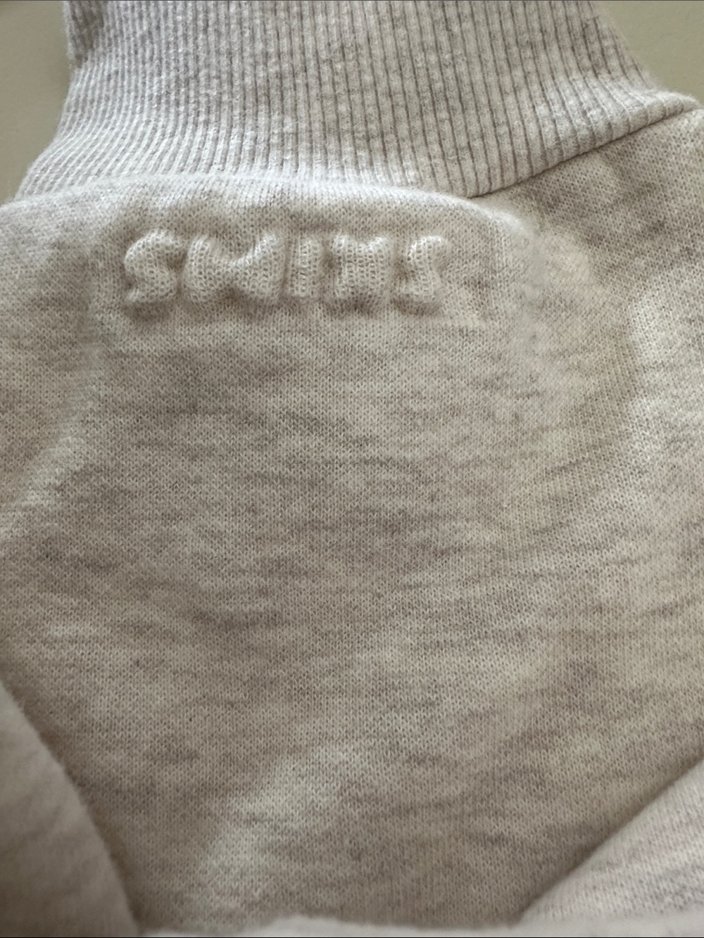 SKIMS Heather Oatmeal Cotton Fleece Zip Front Hoodie NWT - Picture 3 of 3